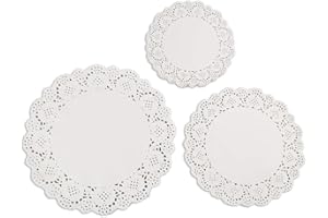JOFONY 180 Stücke Rund Papierdeckchen,Weiße Spitzenpapier Tortenspitze Papierfür Kuchen Verpackung Papierdeckchen Tassenuntersetzer Papier Geschirrdekoration Hochzeiten(9cm/11.5cm/14cm)