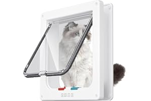 WIXOVO Chatiere pour Chat, Verrouillage à 4 Voies Chatière 20cm x 19cm (S), Chatiere, Porte pour Animaux de Compagnie pour Chats et Petits Chiens (Blanc)