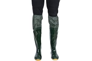 QTDZ Stivali Pesca Leggeri in PVC/Nylon, Pantaloni da Trampolieri Spessi E Super Alti con Restringimento Elastico, Stivale in Gomma Impermeabile Antiscivolo Taglia 35-45 per Uomo Donna