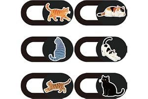 PRESSINART 6 st 6 stilar söt katt kamera glid skydd integritetstillbehör 1 tum ultra tunn webbkamera blockerare skyddande skydd för bärbar dator