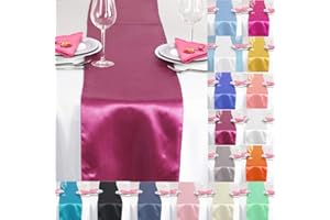 Time to Sparkle 10 Pack Satin Table Runners 12"x108"inch Chair Sashes Swags Wedding Party Table Decoration - Burgundy