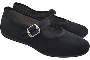 DOREA Originali Mary Jane, Ballerine Donna da Casa, Eleganti Friulane con Cinturino, Pantofole Basse in Velluto, Produzione Artigianale
