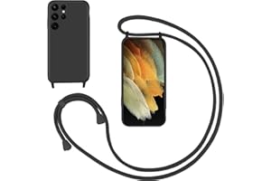 GoodcAcy Handykette Handyhülle für Samsung Galaxy S21 Ultra,Smartphone Necklace Hülle mit Band Schutzhülle mit Kette zum umhängen Halskette Flüssig Silikon Case für Samsung Galaxy S21 Ultra,Schwarz