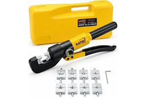 KATSU 10 Ton Hydraulic Crimping Tool 4-70mm2 with 8 Steel Dies, Manual High Pressure Hydraulic Electric Cable Tool Kit for Co