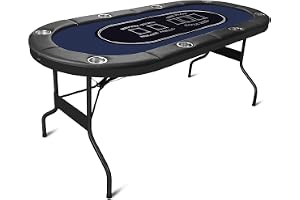 HLC Vikbart pokerbord för 8 personer, 180 cm, professionell design, med vadderad kant och djup mugghållare, perfekt för fester och möten med vänner.