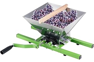 VEVOR Triturador de Frutas y Manzanas 7 L, Molinillo Manual Grande, Raspador de Frutas Acero Inoxidable para Prensar Vino, Sidra, Manzanas y Uvas, con Mango de Rodillo, Verde, 570 x 510 x 260 mm