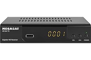 Megasat HD 644 T2 – DVB-T2 Receiver (empfängt alle freien Sender über Antenne, USB-Mediaplayer, Full HD, SCART, HDMI) – Schwarz