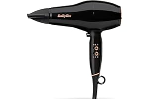 BaByliss Sèche-cheveux Pro Power - Sèche-cheveux puissant de 2300W, Moteur AC Professionnel, Technologie Ionique Anti-Frisottis, 3 réglages de température & 2 réglages de vitesse, Noir, D5245E