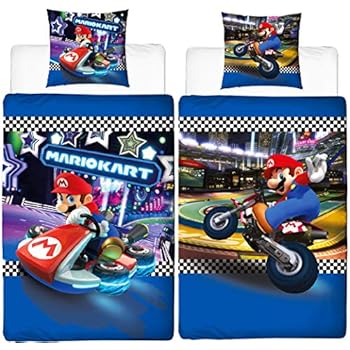 Parure De Lit Mario Kart – Housse De Couette 140x200cm + Taie, Microfibre, Certifiée Oeko-Tex