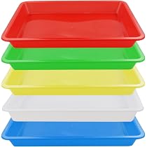 Lot de 3 Plateaux de Service Rectangulaires en Plastique Antidérapants Plateau Repas,Petit Plateau Petit Déjeuner, Cuisine,Café - Maison