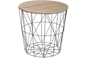 TIENDA EURASIA Mesa Auxiliar Nordica - Mesas Auxiliares de Centro - Estructura Metalica y Tapa de Madera Extraible - Ideal para Combinar en Salones y Dormitorios (D 41 x H 40 cm, Black)