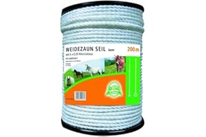 EURO NETZ Göbel Weidezaun Elektroseil 200m 6mm 6 x 0,18 Niroleiter 3,87 Ohm/m winterfest lange Lebensdauer