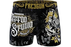FREEGUN Boxer Homme Microfibre Skull Tête de Mort