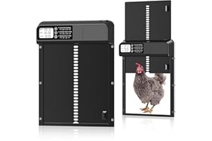 CHAMUTY Porta Automatica per Pollaio con display, Porta Automatica Pollaio Alluminio, Timer di Ritardata Serale e Mattutina, Porta Pollaio Automatica
