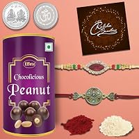 DeoDap Rakhi Combo Rakhi (Silver Color Plated Rakhi) with Rakhi Set of 2 Rakhi with Chocolates