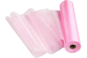 GOTRUST 50 m x 30 cm materiał bieżnik na stół z rolką tiulową organza przezroczysta rolka organza Sheer materiał elegancki materiał dekoracyjny na krzesło weselne dekoracja stołu DIY rzemiosło