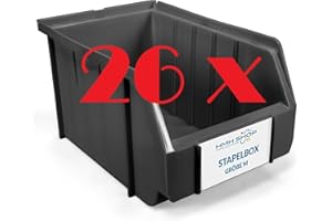 HMH 26x Stapelboxen Größe M Werkstatt Garage Keller Sichtlagerboxen 230x150x130mm Lagerboxen ANTHRAZIT Sichtlagerkästen Kleinteile Aufbewahrung
