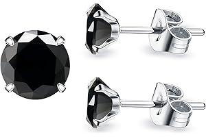 SUNNYSHOPDAY 6mm Silver 5A Black Obsidian Hypoallergenic Quartz Stone Surgical 316L Stainless Steel, Tragus Cartilage Sleeper Earrings,Earring Stud Gift Box,Men Women