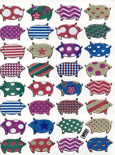 Pigs Pig Pets Coloured Sticker 32 1 Sheet 135 mm x 100 mm Sticker Craft Party Metallic Look