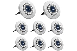 Bowfar 8 sztuk solarnych lamp podłogowych, do ogrodu, z 12 diodami LED do użytku na zewnątrz, 3000 K, zimna biel, wodoszczelne lampy solarne LED, lampy solarne na trawnik, podjazd, chodnik, patio