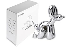 alslovkar Squat Balloon Hund Statue, Harz Skulptur Home Decor, Moderner Schreibtisch Büro Home Dekoration Zubehör für Wohnzimmer Tierfiguren (Galvanisiertes-Silber,21,8x21,8cm)