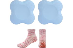 MEMOFYND 2 rodilleras para esterilla de yoga con 1 par de calcetines de yoga, rodilleras de yoga, esterilla de yoga antideslizante, rodilleras de yoga gruesas, rodilleras independientes (azul)