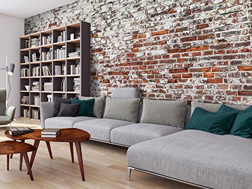 Vlies Fototapete 500×280 cm – Top – Tapete – Wandbilder XXL – Wandbild – Bild – Fototapeten – Tapeten – Wandtapete – Wand – Ziegel Mauer mehrfarbig Ziegelstein Steine f-A-0452-a-a - 5