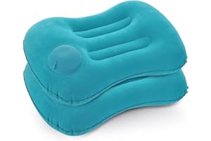 Idocolors Almohadas de Camping Hinchables Almohada de Viaje, Senderismo Almohada de Playa con Borsa, Máscara y Tapones para los oídos