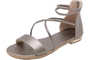 amropi Femme Été Bout Ouvert Croisé Bride Cheville Plates Sandales