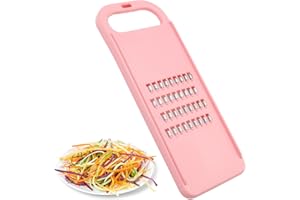 BRILEZE Carrot Grater for Korean Carrot Cabbage Cheese Mandoline Potato Cucumber Onion Vegetable Shredder Salad Slicer Thin Strips Grater Stainless Steel Cutter Kitchen Handheld Pink