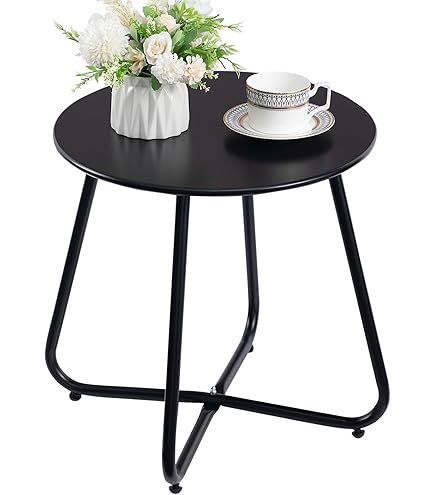 Tavolino Da Giardino Rotondo Saona - Tonka Opaco 50x45cm | Acciaio Cataforetico Resistente - Foto 10