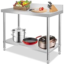 Tavolo Da Lavoro In Acciaio Inox 100x60x85 Cm - Con Ripiano E Alzata, Per Cucina Professionale O Casa - Foto 10