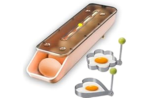 QeeHeng Portauovo per frigorifero con 2 anelli di cottura in acciaio inox per uova da cucina, per uso domestico e frigorifero, contenitore automatico per uova di pollo con coperchio