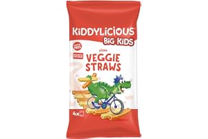 Kiddylicious Pizza Veggie Straws | Delicious Finger Food Kids Snack | Gluten Free | Suitable for 3+ Years | 4 Packs (4x12gm)