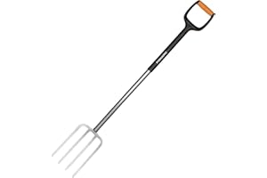 ‎FISKARS Fiskars Spatengabel für Harte, steinige Böden, Mit 4 Zinken, Länge: 120 cm, Qualitätsstahl-Zinken/Glasfaserverstärkter Kunststoff-Stiel, Schwarz/Orange, Xact, 1070716