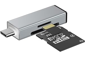 GlasFlength Czytnik kart SD/Micro SD, aluminiowy czytnik kart USB C do TF/SDXC/SDHC/Micro SDXC/Micro SDHC 2 w 1 OTG, adapter do laptopa z systemem Android (szary)