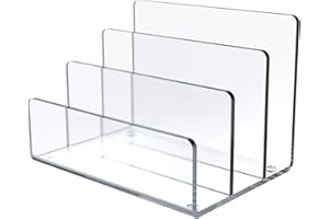 Jucoan Transparenter Acryl-Aktenhalter, 3 Abschnitte, vertikaler Schreibtisch-Organizer, 22,9 x 16,5 x 16,5 cm, Büro-Aktenordner, Ständer für Dokumente, Briefbücher