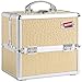 Beautify Professional Small Beige Faux Croc Print Aluminium Beauty Cosmetics & Make Up Case