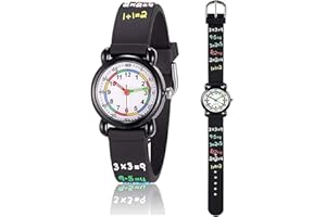 ANLOO Filles Garçons Petits Enfants Montre, Alphabet Mathématiques Silicone 3D Mignon Dessin Animé Étanche Enseignement Montre Cadeau pour Enfants