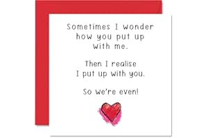 STUFF4 Funny Valentines Card for Husband Wife Boyfriend Girlfriend - We Put Up With Each Other - Witty Banter Anniversary Wedding Valentine's Day Cards for Women Men, 145mm x 145mm Greeting Cards for Fiance