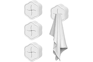 GEFIRE 4 unidades de soporte para paños de cocina, sin agujeros, toallero de cocina, gancho para toallas, diseño simple y elegante