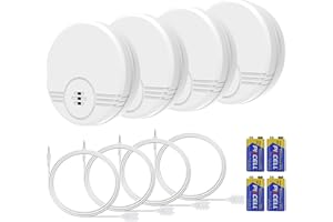 FUERS Water Leak Detector 4 Packs Water Sensor 135dB Water Leak Sensor Water Detector with Battery Flood Rain Sensor with Extension Cable for Kitchen, Bathroom, Cellar, Garage (2 Mounting Mode)