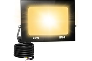 Royana 20W Projecteur Exterieur LED, 2000LM Spot LED Extérieur, 3000K Blanc Chaud IP66 Imperméable Spot LED, Sécurité Floodlight pour Jardin Cour Terrasse Square Usine