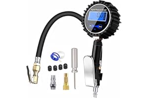 Kairiyard Manomètre Pression Pneue Haute Précis 220 PSI Testeur de pression des pneus Connecteur standard américain et UE Pour camion voiture SUV camping-car moto.