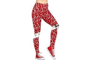 Yaavii Damen Leggings Weihnachten Hose Lange Bunte Strumpfhose Stretch Sporthose Christmas Kostüm