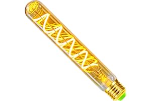 TIANFAN Żarówki LED Żarówki Vintage Długa probówka 4W Ściemnialna Spirala Żarnik 220/240V E27 Dekoracyjne żarówki Edisona (T28 185 mm)