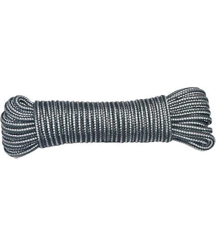 Corderie Italiane 006001706 Treccia mare corda multiuso giardino e fai da te, stabilizzato ai raggi U.V. resistente a intemperie e agenti atmosferici, 5 mm, 30 mt, colore bianco con spia blu