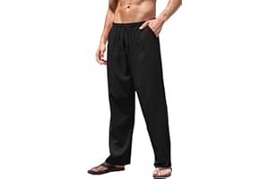 CheChury Pantalon Homme Pantalon Sport en Mélange Coton Lin Pantalon Casual ete Pantalon avec Poches Tailles Léger Respirant Pantalon Décontracté