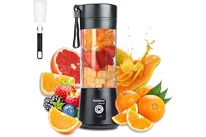 DOUBLECARE Tragbarer Mixbecher, elektrischer USB-Entsafter, Mini-Mixer, tragbarer Mixer für Shakes und Smoothies, Saft, 380 ml, sechs Klingen, ideal zum Mischen, Schwarz