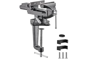 TEENO Ancho de mandíbula 85 mm de banco de trabajo, tornillo con base giratoria de 360 grados, material de acero fundido,potencia de sujeción 800 kg, es desmontable y de doble uso